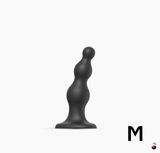 Strap-On-Me Dildo Plug Beads Black M, потрійна стимуляція SO8984 фото