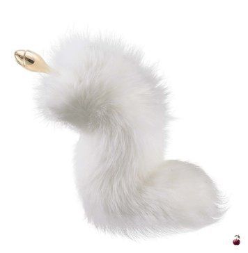 Анальна пробка з хутряним хвостом LOCKINK SEVANDA White Fox-Tail Anal Rose-shape Plug SX0866 фото