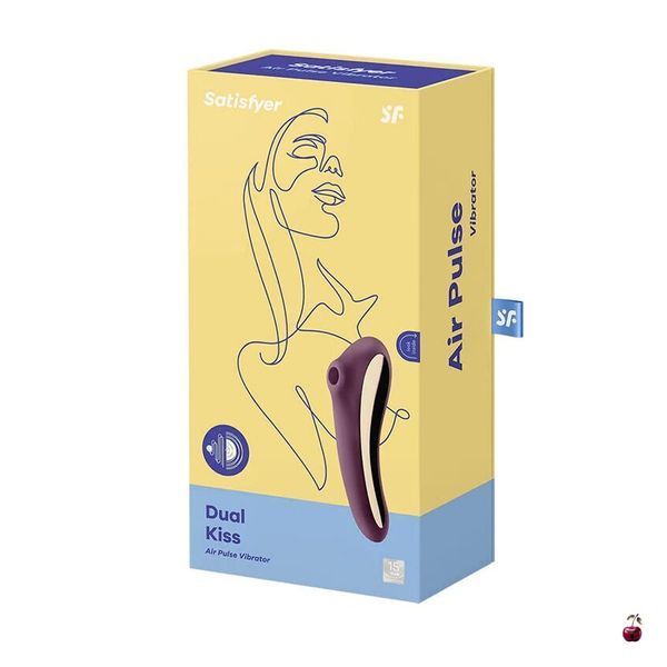 Satisfyer Dual Kiss Wine Red: вакуумний вібратор з подвійною стимуляцією SO6115 фото
