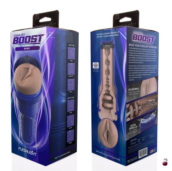 Мастурбатор-вагіна Fleshlight Boost Bang Light Medium Flesh, плаваючі кільця Turbo Tech SO8155 фото