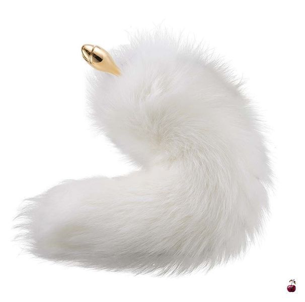 Анальна пробка з хутряним хвостом LOCKINK SEVANDA White Fox-Tail Anal Rose-shape Plug SX0866 фото