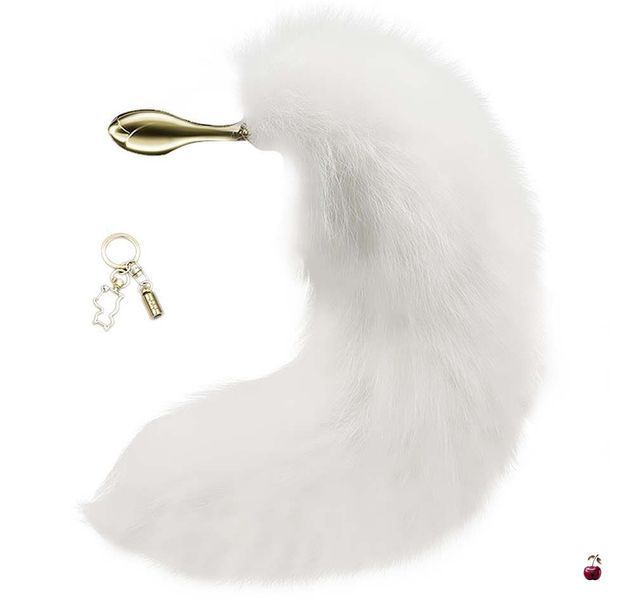 Анальна пробка з хутряним хвостом LOCKINK SEVANDA White Fox-Tail Anal Rose-shape Plug SX0866 фото