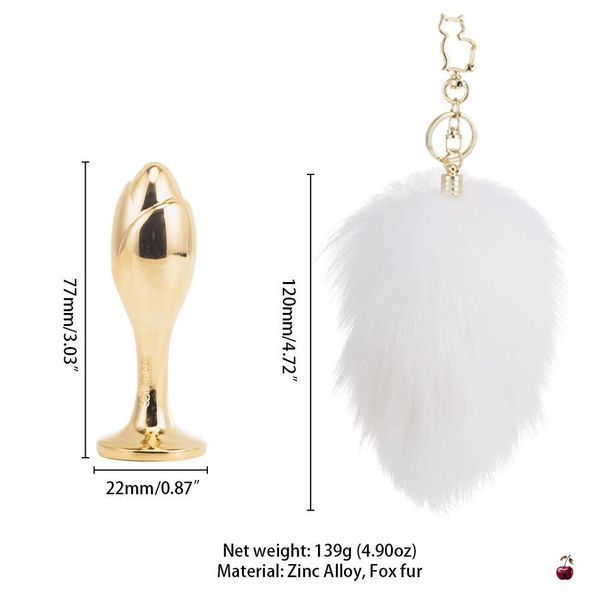 Анальна пробка LOCKINK SEVANDA White Bunny-Tail Anal Rose-shape Plug з натуральним хутром SX0867 фото