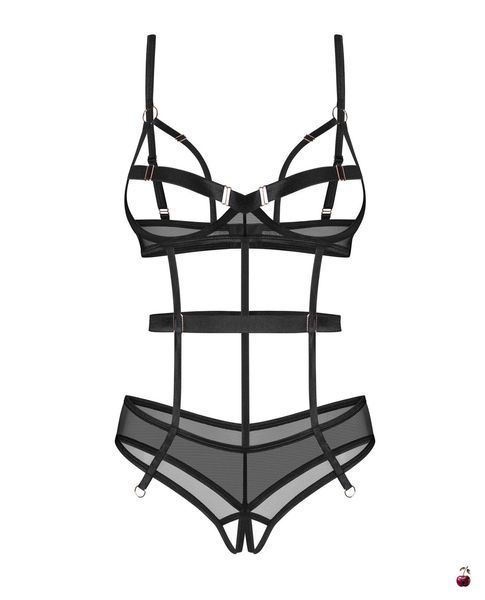Боді Obsessive Euridia crotchless teddy, чорне SX3574 фото