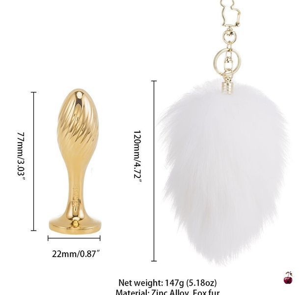 Анальна іграшка LOCKINK SEVANDA White Bunny-Tail Anal Pear-shape Plug з хутряним хвостом SX0868 фото
