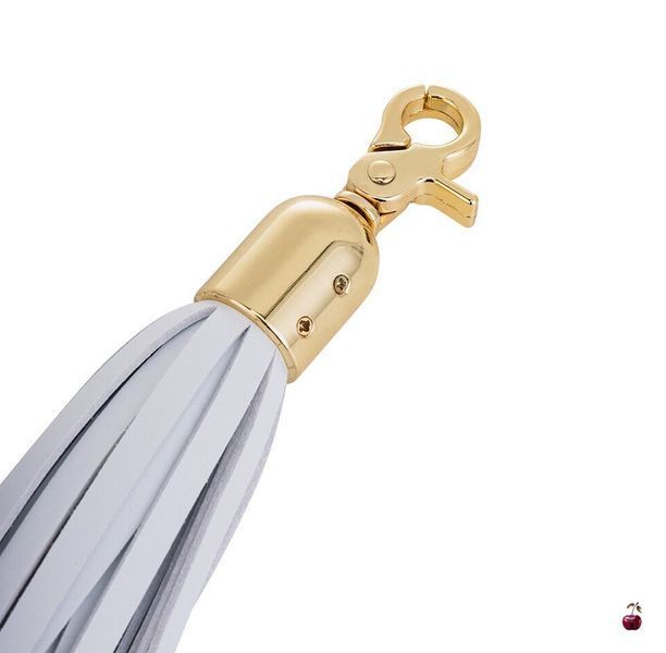 Анальна пробка з флогером LOCKINK SEVANDA White Pony-Tail Anal Pear-shape Plug, цинковий сплав SX0869 фото