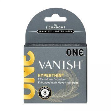 Презервативи ультратонкі ONE Vanish Hyperthin латексні (ціна за упаковку, 3 шт.) 111306C фото