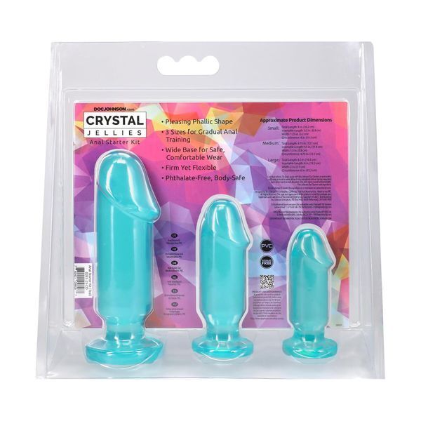 Анальні іграшки Doc Johnson Crystal Jellies - Anal Starter Kit, колір Teal SX4427 фото