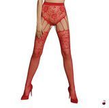 Passion ECO S004 red, колготки-бодістокінг з підв'язками SO7094 фото