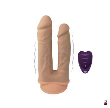 Подвійний фалоімітатор SILEXD Double Gusto Vibro Flesh + LRS, силікон SO8209 фото