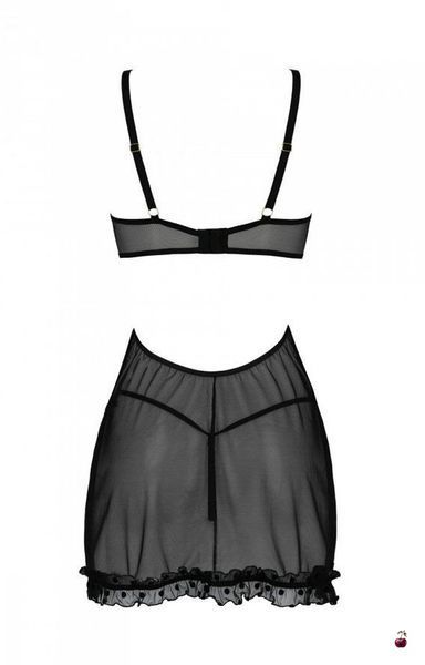 Пеньюар Passion MARINA CHEMISE, чорний, L/XL SO9723 фото