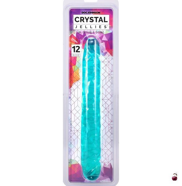 Фалоімітатор двосторонній Doc Johnson Crystal Jellies 12" Jr. Double Dong Teal SX4430 фото