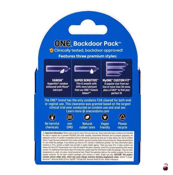 Спеціальна пропозиція: Презервативи ONE Backdoor 3 шт SX0785-R фото