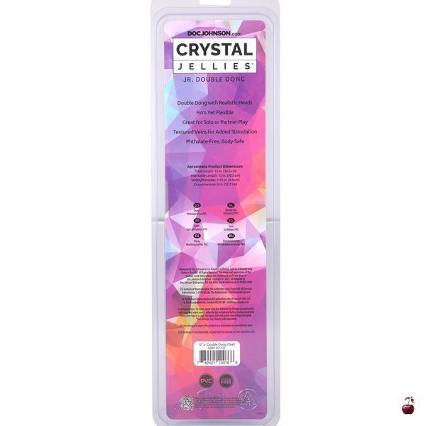 Фалоімітатор двосторонній Doc Johnson Crystal Jellies 12" Jr. Double Dong Teal SX4430 фото