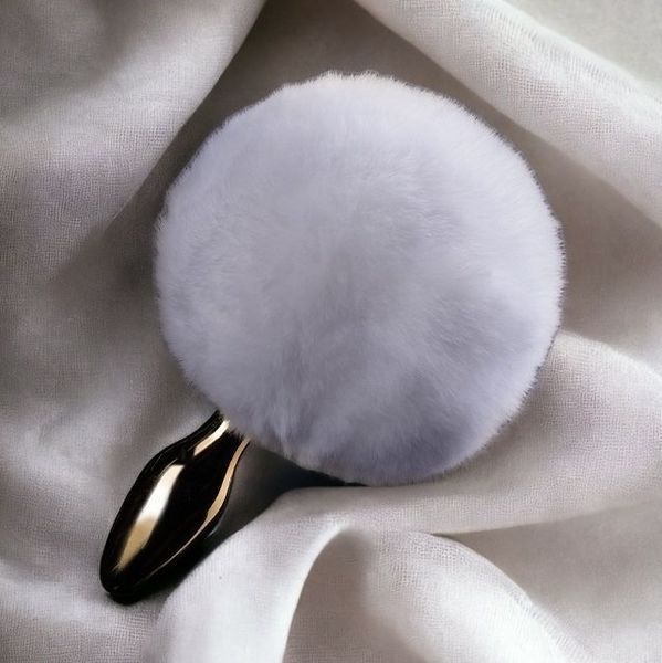 Анальна пробка у вигляді хвоста кролика Upko Rabbit Fur Bunny Tail Small Butt Plug з кролячого хутра U64231 фото