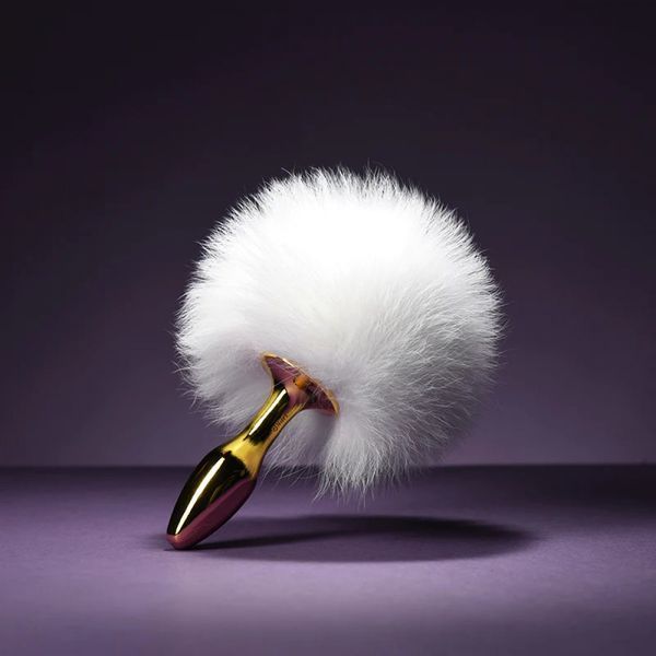 Анальна пробка у вигляді хвоста кролика Upko Rabbit Fur Bunny Tail Small Butt Plug з кролячого хутра U64231 фото