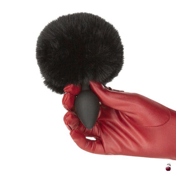 Анальна пробка з хвостом Punishment Bunny Tail Silicone Anal Plug - Black SX2235 фото