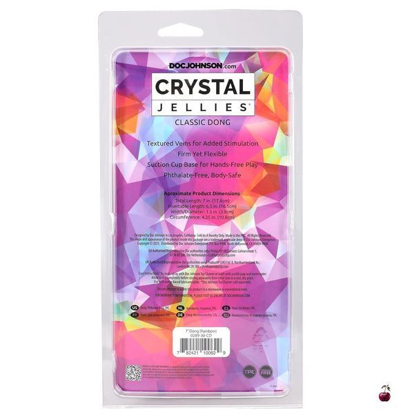 Фалоімітатор Doc Johnson Crystal Jellies 7 Inch Classic Dong Rainbow SX4447 фото