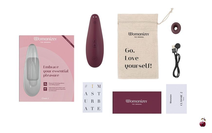 Вібратори Womanizer Classic 2 Bordeaux, вакуумна стимуляція, функція Afterglow SO8748 фото