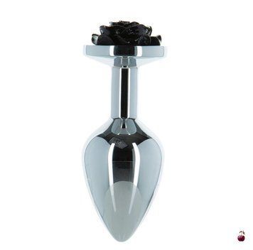 Металева анальна пробка Lux Active Rose Anal Plug Black з віброкулею в подарунок SO5572 фото
