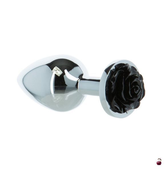 Металева анальна пробка Lux Active Rose Anal Plug Black з віброкулею в подарунок SO5572 фото