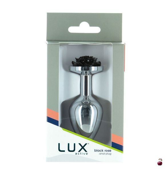 Металева анальна пробка Lux Active Rose Anal Plug Black з віброкулею в подарунок SO5572 фото