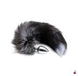 Анальна пробка Alive Black And White Fox Tail S, металева з хвостом SO6321 фото