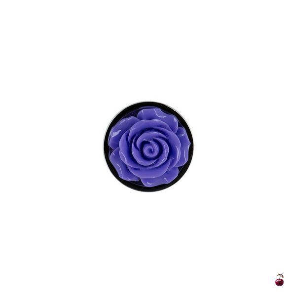 Металева анальна пробка Lux Active Rose Anal Plug Purple з трояндою, віброкуля в подарунок SO5573 фото