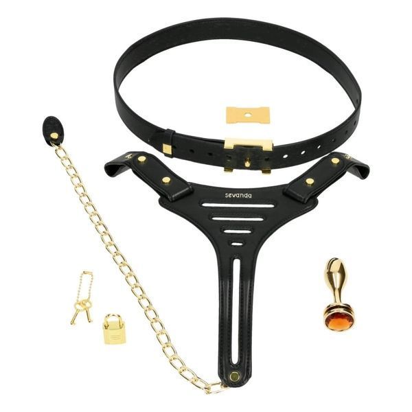Пояс вірності Lockink Sevanda Beg & Ask Chastity Pants з повідцем та анальною пробкою, L 01215/SMD-072-L-ZH фото