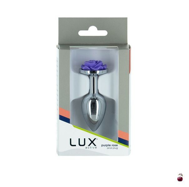 Металева анальна пробка Lux Active Rose Anal Plug Purple з трояндою, віброкуля в подарунок SO5573 фото