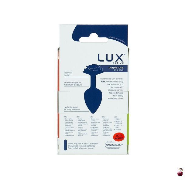 Металева анальна пробка Lux Active Rose Anal Plug Purple з трояндою, віброкуля в подарунок SO5573 фото