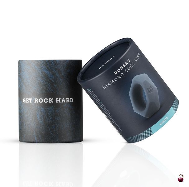 Ерекційне кільце Boners Diamond Cock Ring Grey, силікон SO8849 фото