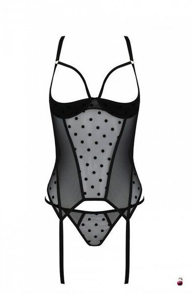 Passion MARINA CORSET, S/M, black, з відкритими чашками SO9730 фото