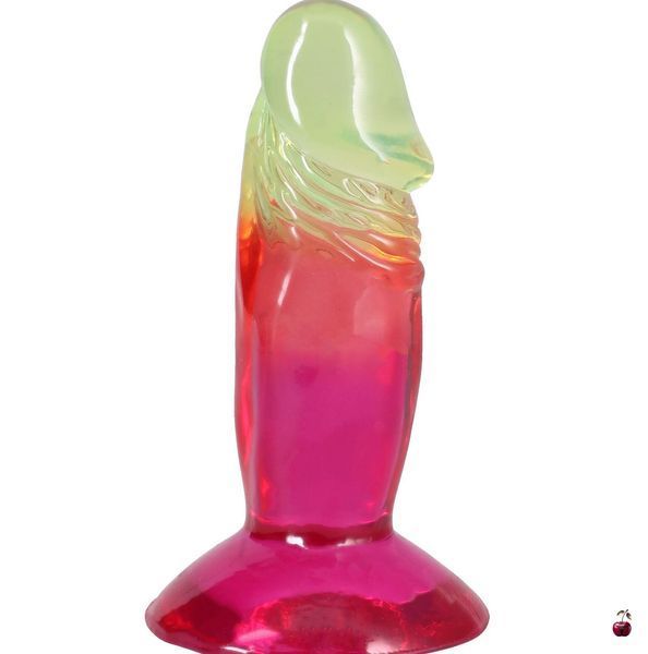 Фалоімітатор Doc Johnson Crystal Jellies - 4.5 Inch Classic Dong - Rainbow, силікон SX4488 фото