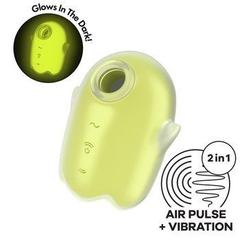 Вакуумний кліторальний вібратор із флуоресцентною поверхнею Satisfyer Glowing Ghost, жовтий T360602 фото