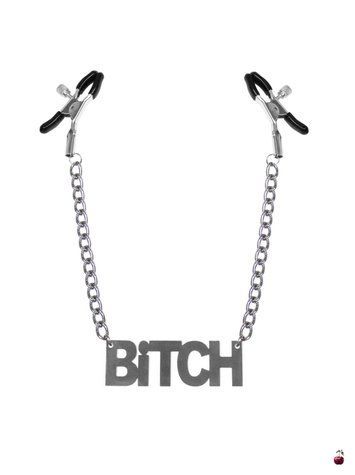 Аксесуари BDSM Feral Feelings Nipple clamps Bitch, срібло/чорний SO3791 фото
