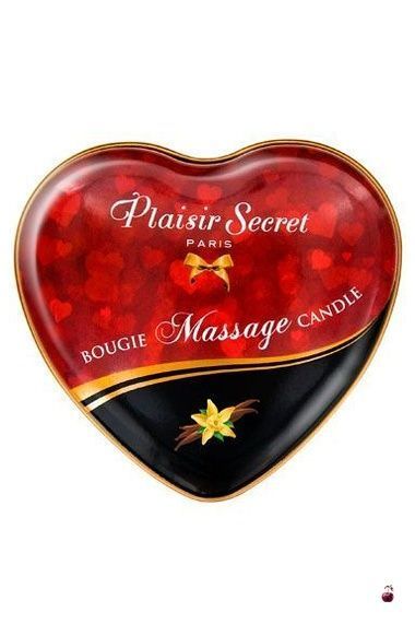Масажна свічка-серце Plaisirs Secrets Vanilla (35 мл), масажні олії та лосьйони SO1865 фото