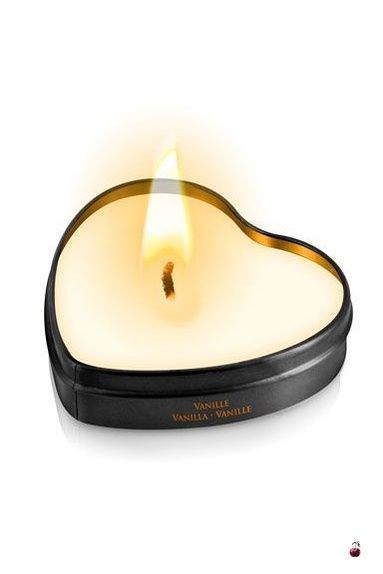 Масажна свічка-серце Plaisirs Secrets Vanilla (35 мл), масажні олії та лосьйони SO1865 фото