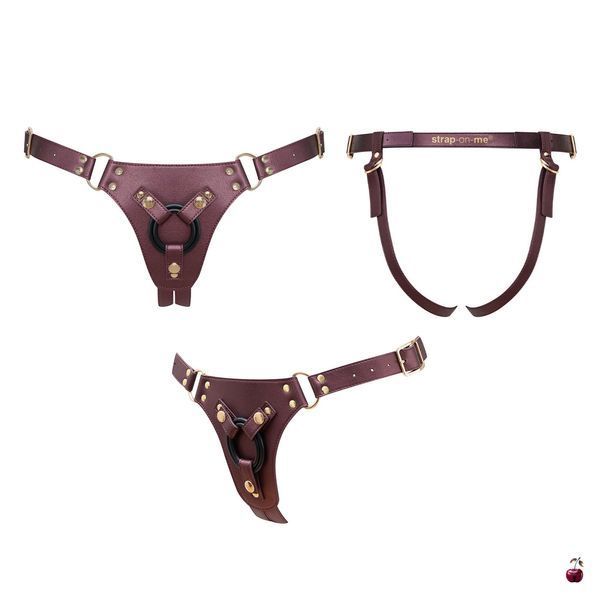 Трусики для страпона Strap-On-Me Harness Generous Aubergine, універсальний SX0674 фото