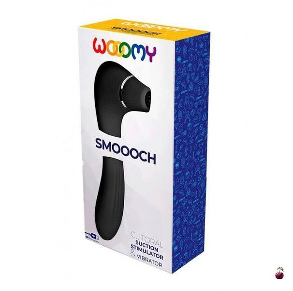 Вібратори Wooomy Smoooch Black Clitoral Suction & Vibration з силіконовим покриттям SO7410 фото