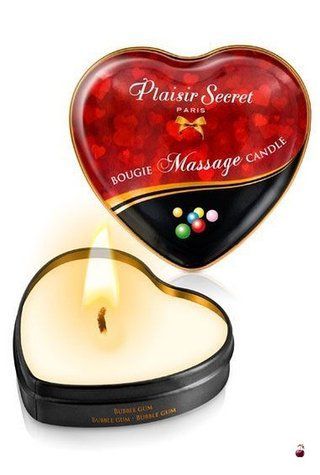 Масажні олії та лосьйони Plaisirs Secrets Масажна свічка-серце Bubble Gum 35 мл SO1866 фото