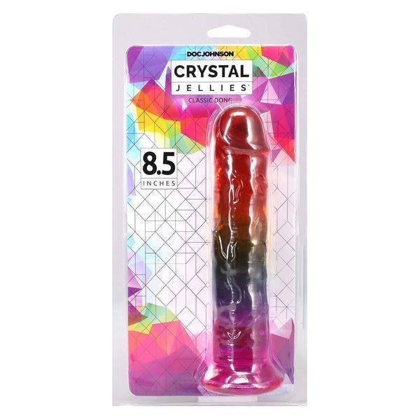 Фалоімітатор Doc Johnson Crystal Jellies 8.5 Inch Classic Dong Rainbow SX4440 фото