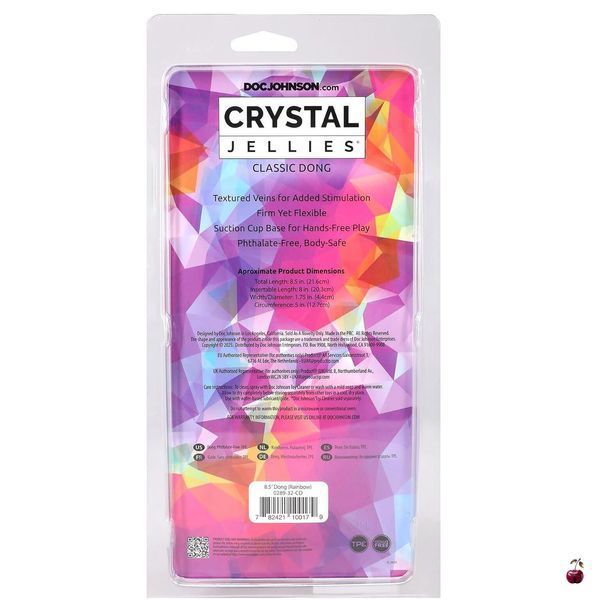 Фалоімітатор Doc Johnson Crystal Jellies 8.5 Inch Classic Dong Rainbow SX4440 фото