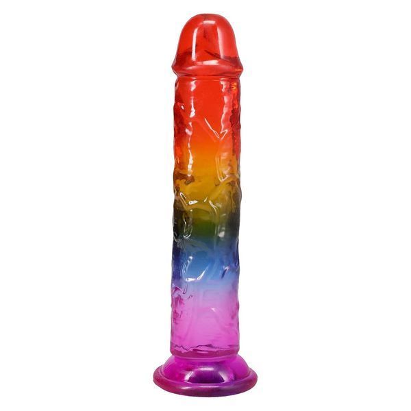 Фалоімітатор Doc Johnson Crystal Jellies 8.5 Inch Classic Dong Rainbow SX4440 фото