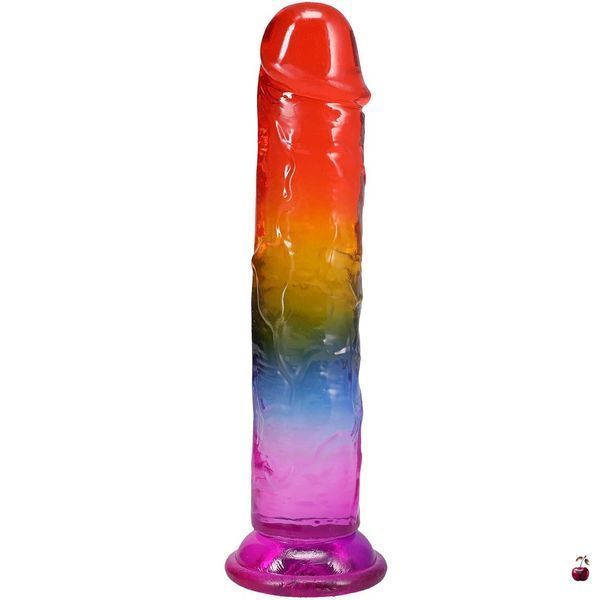 Фалоімітатор Doc Johnson Crystal Jellies 8.5 Inch Classic Dong Rainbow SX4440 фото