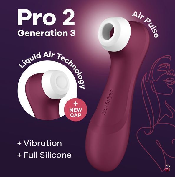 Вібратори Satisfyer Pro 2 Generation 3 with Liquid Air Wine Red, вакуумна стимуляція SO7772 фото
