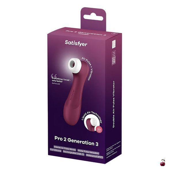 Вібратори Satisfyer Pro 2 Generation 3 with Liquid Air Wine Red, вакуумна стимуляція SO7772 фото