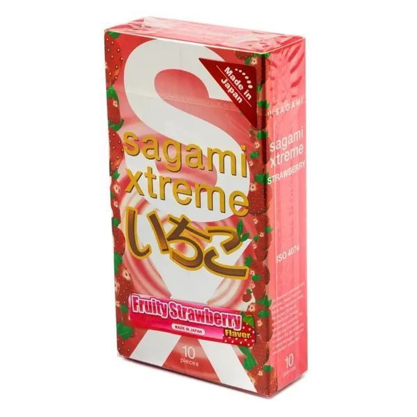 Ультратонкі презервативи Sagami Xtreme Strawberry 0, 04 мм (ціна за упаковку 11854 фото