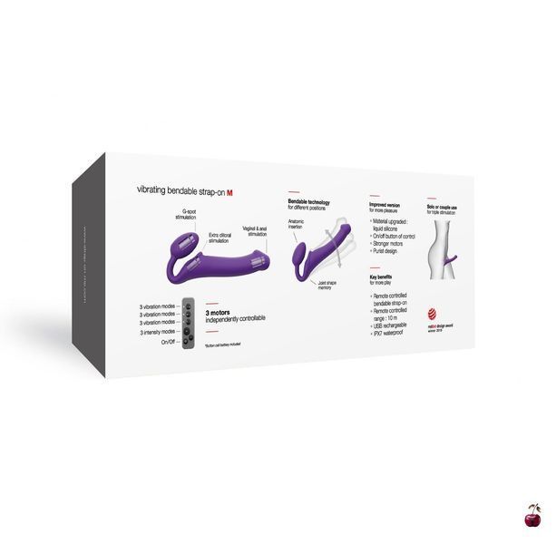 Безремінний страпон Strap-On-Me VIBRATING Violet M, софт-тач силікон SO3825 фото