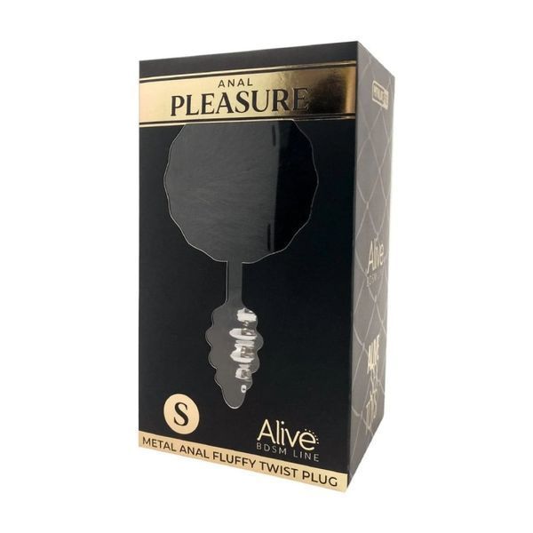 Анальна рельєфна пробка Alive Anal Pleasure із чорним хвостом, L AL70399 фото